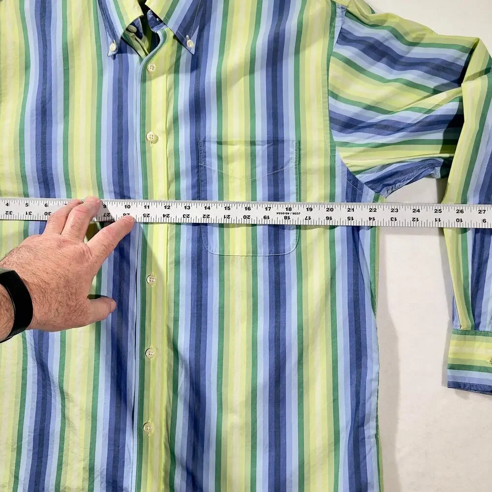 Gant Striped Button Shirt Men Large Dress Fit Providence Poplin Vertical Stripe